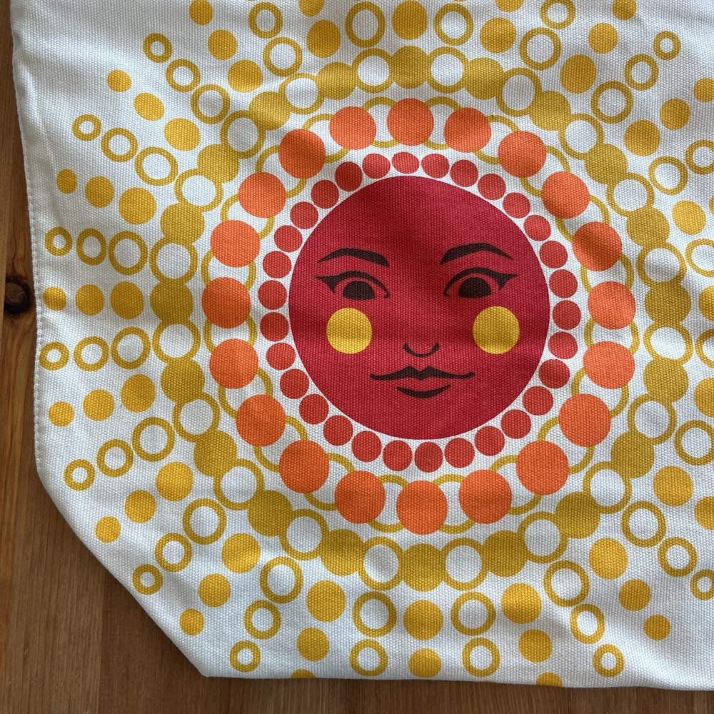 Bath & Body Works Tote Bag Large Celestial Sun Print Y2K Canvas Interior Flaws - Picture 2 of 12